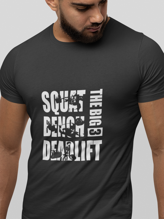 The Big 3 Squat Bench Deadlift T-shirt 180 GSM